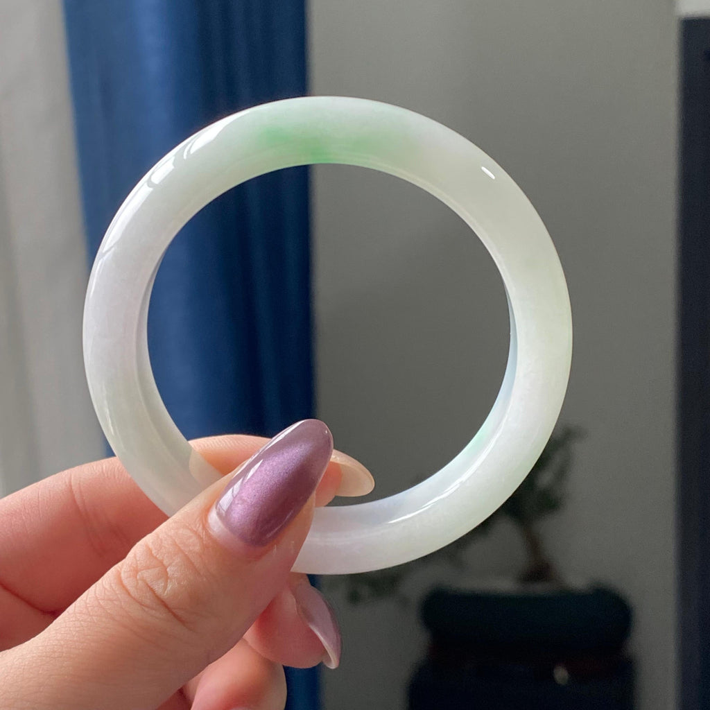 细糯种白底青平安镯手镯（55圈）（yc195718）