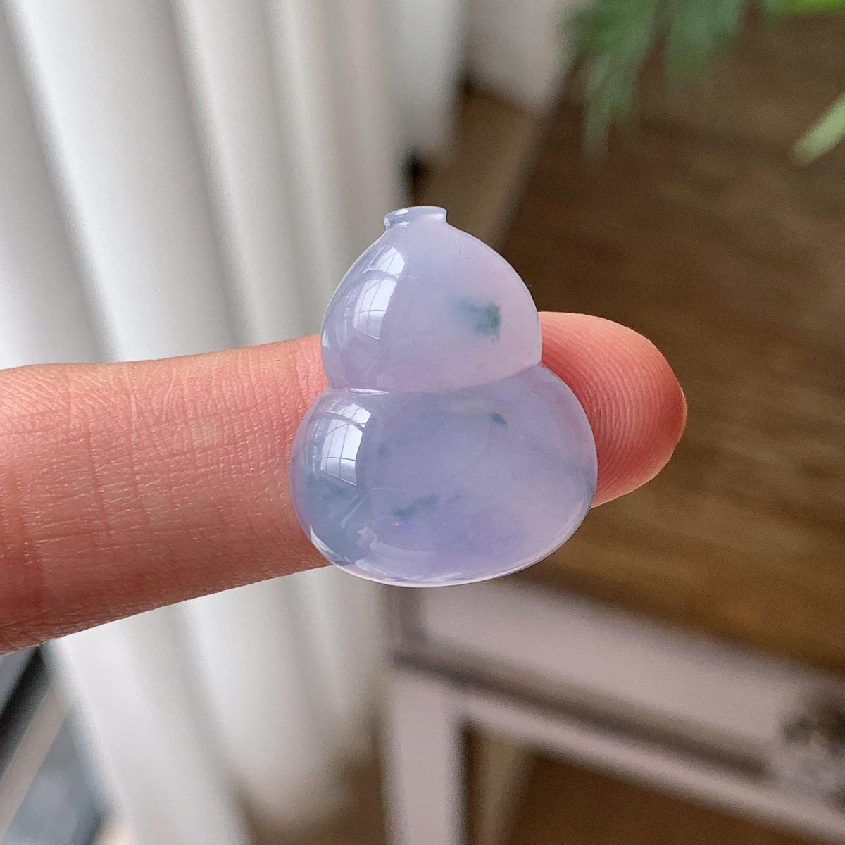 糯冰种 紫底飘花葫芦吊坠 天然缅甸A货翡翠（yc703365）