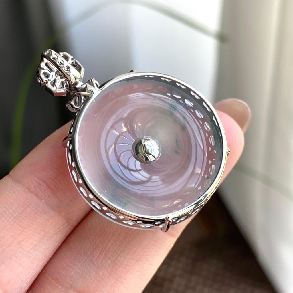 18k金钻镶冰种飘花平安扣吊坠（yc263871）