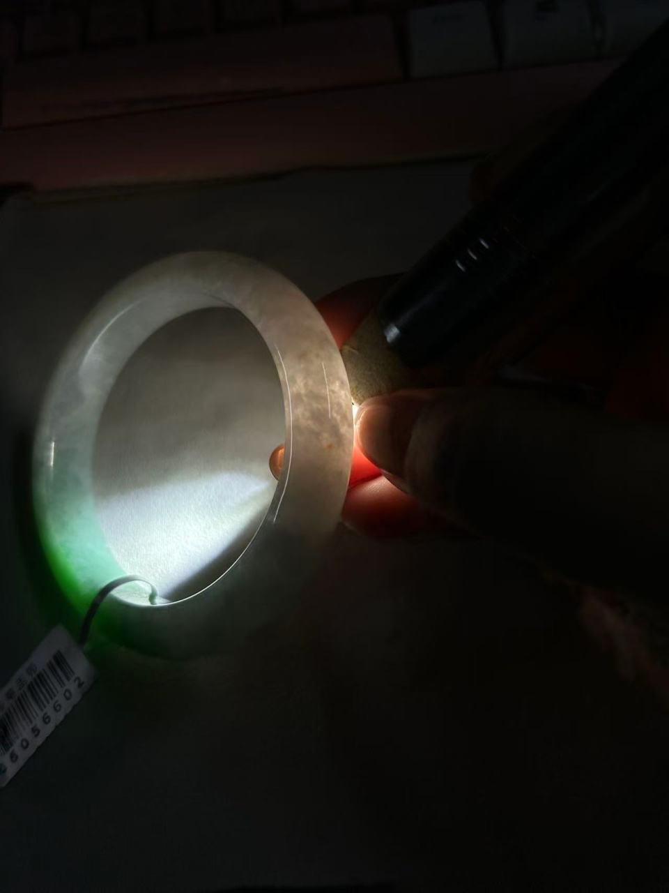 细糯种白底青平安镯（59mm）（yc116160）