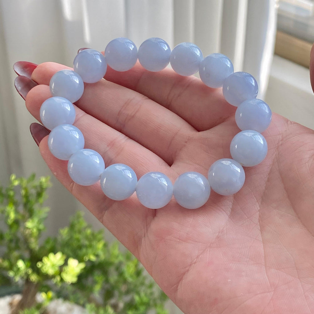 糯冰种紫罗兰单圈手串（16颗）（yc213185）