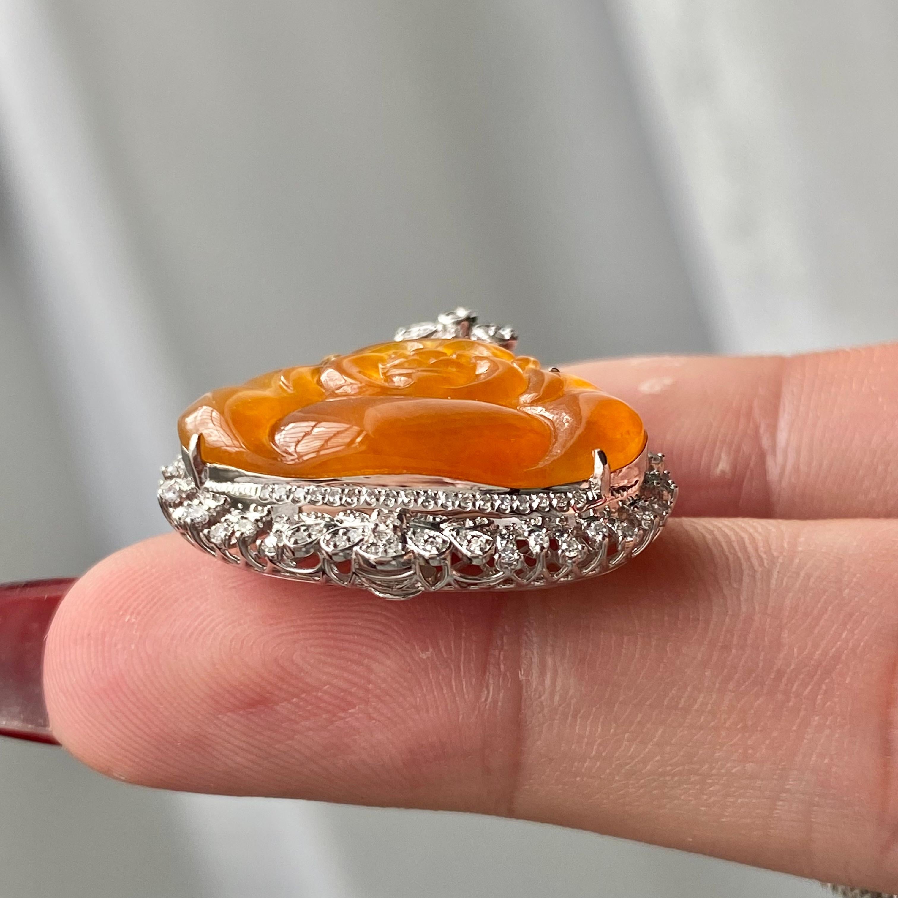 18k金钻镶冰种黄翡佛公吊坠（yc204868）