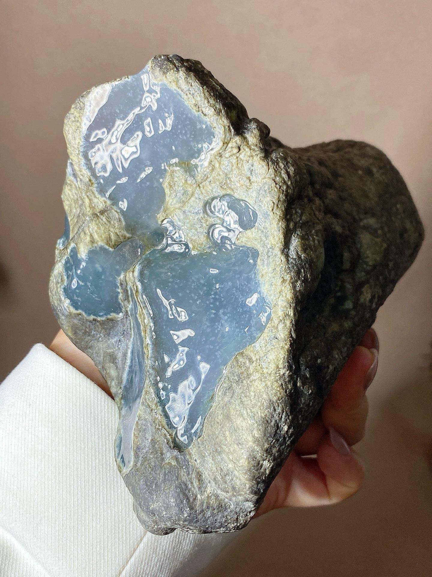 老坑木那冰种雪花棉开窗料（yc338149）