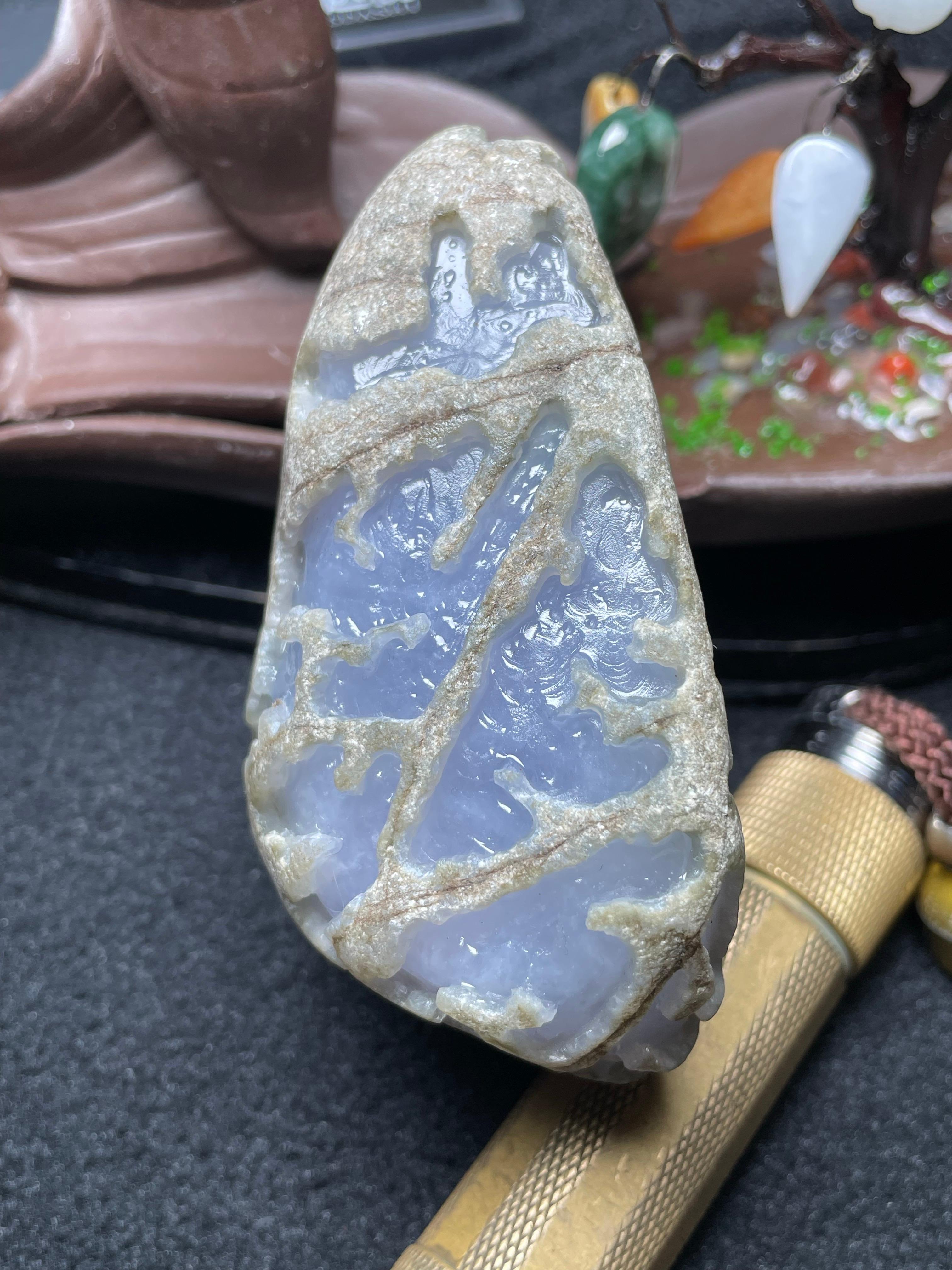 后江开窗冰紫牌子挂件料（yc532777）