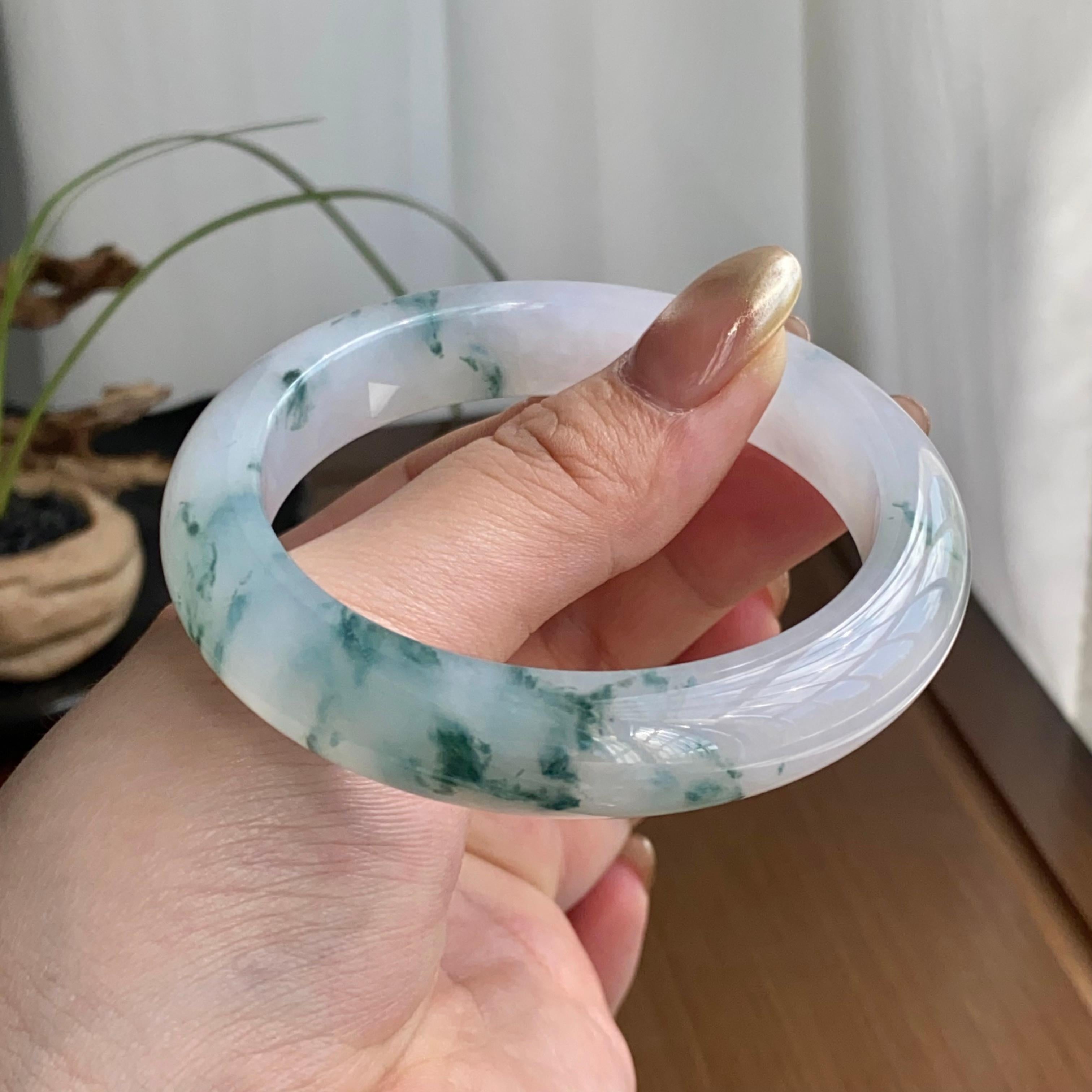 糯冰种飘花平安镯（56圈）（yc258950）