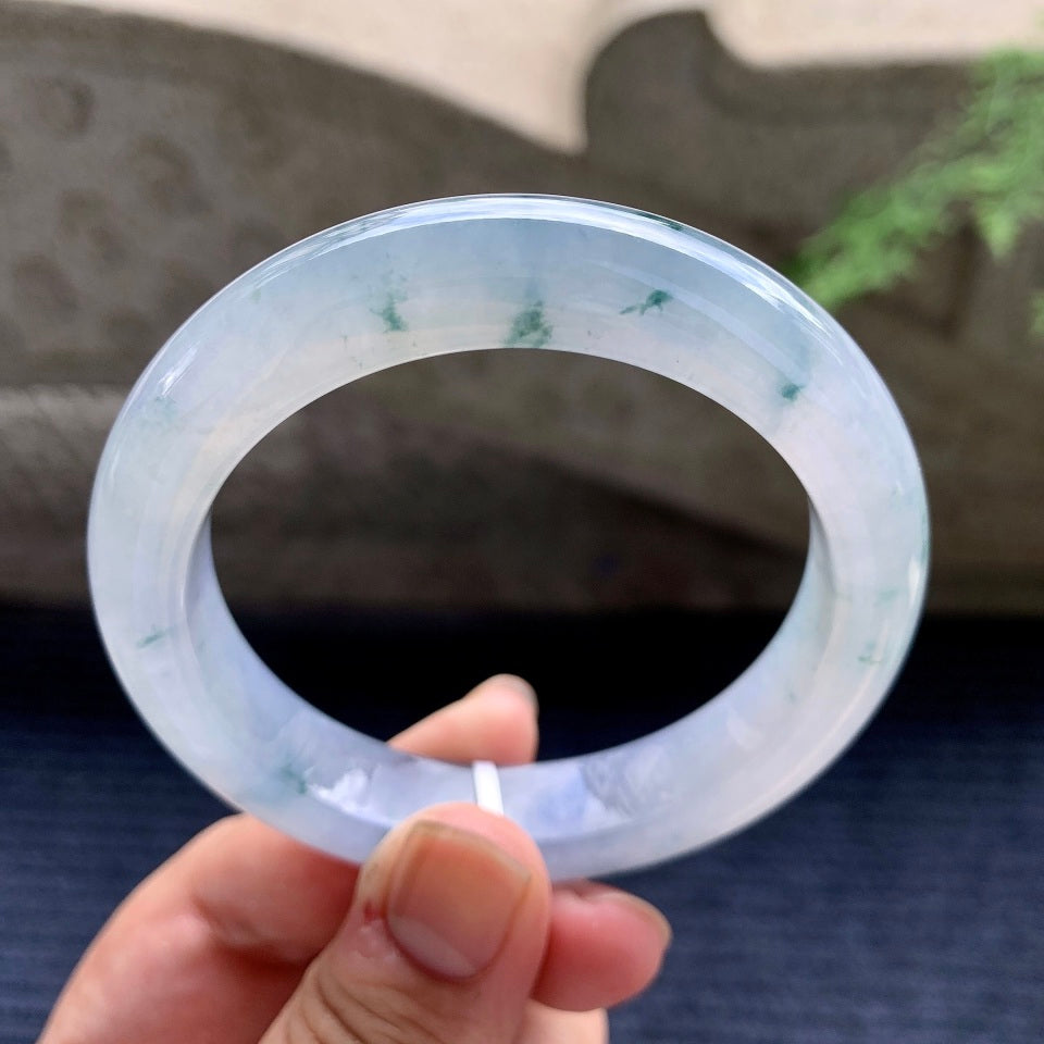 糯冰种紫罗兰飘花平安镯（55mm）（yc169970）