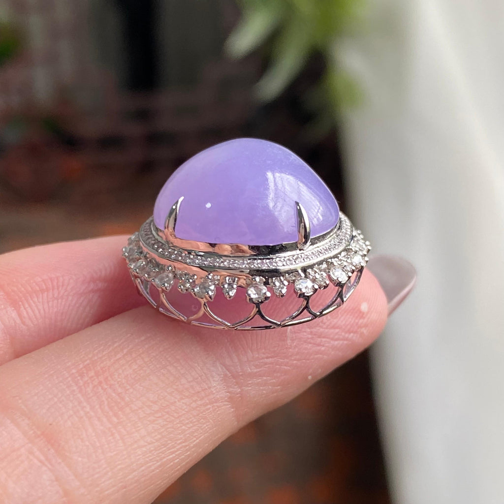 18k金钻镶细糯种紫罗兰蛋面吊坠（yc194932）