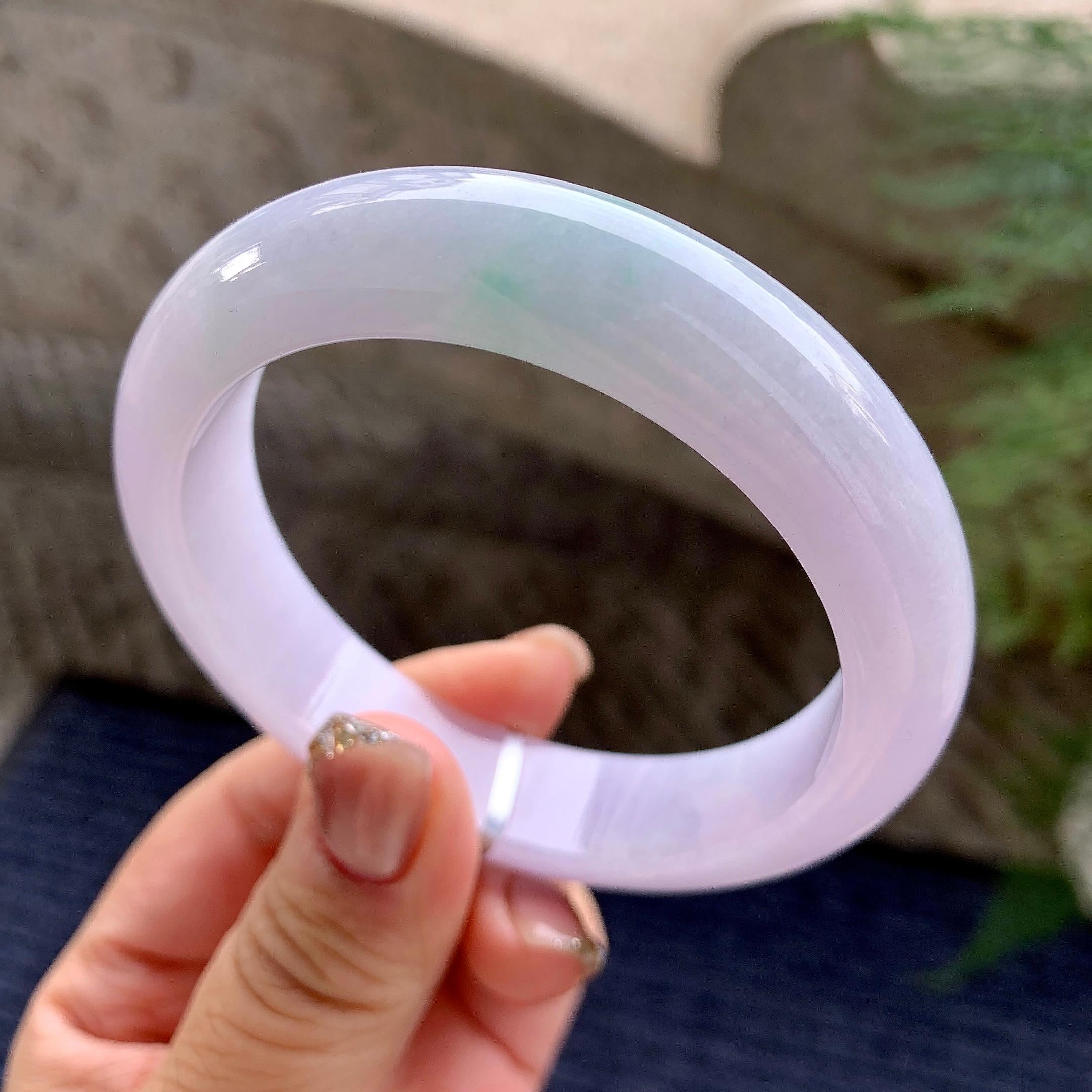 细糯种淡春彩平安镯（59mm）（yc277156）