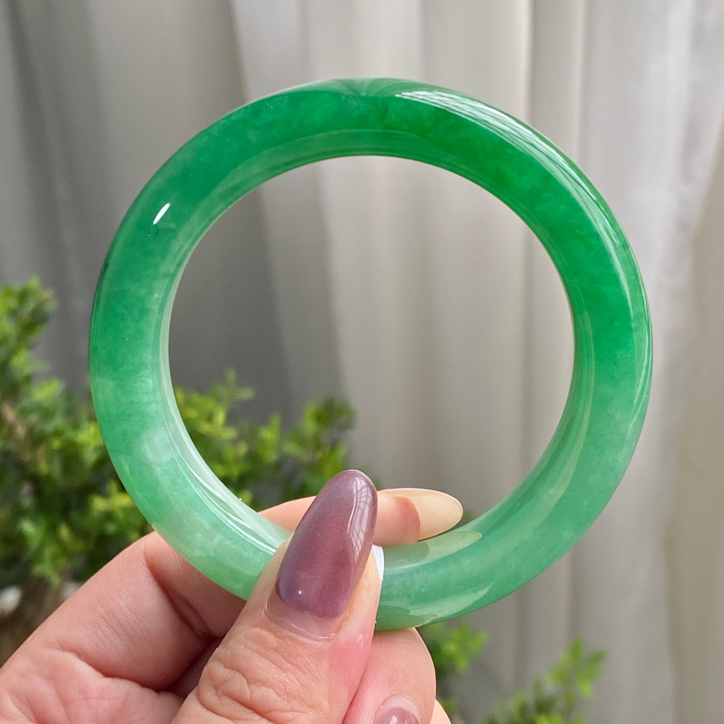 糯冰种满绿平安镯（55圈）（yc199715）