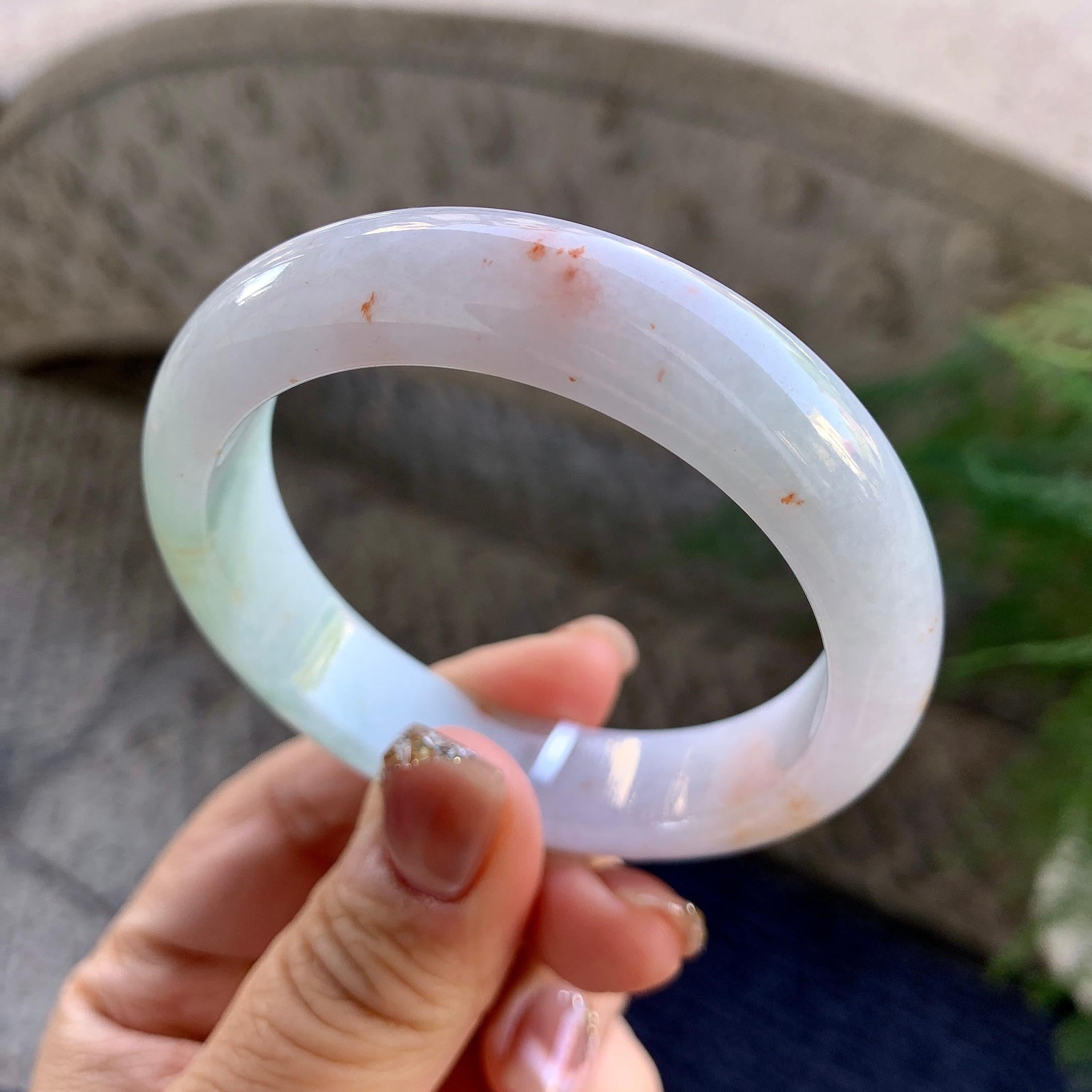 糯种洒红翡平安镯（54mm）（yc276206）