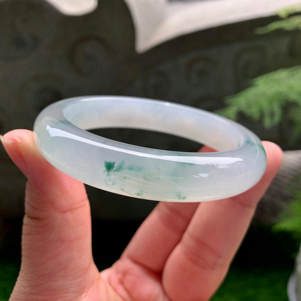 冰种飘花翡翠平安镯（58.8mm）（TF07013508）