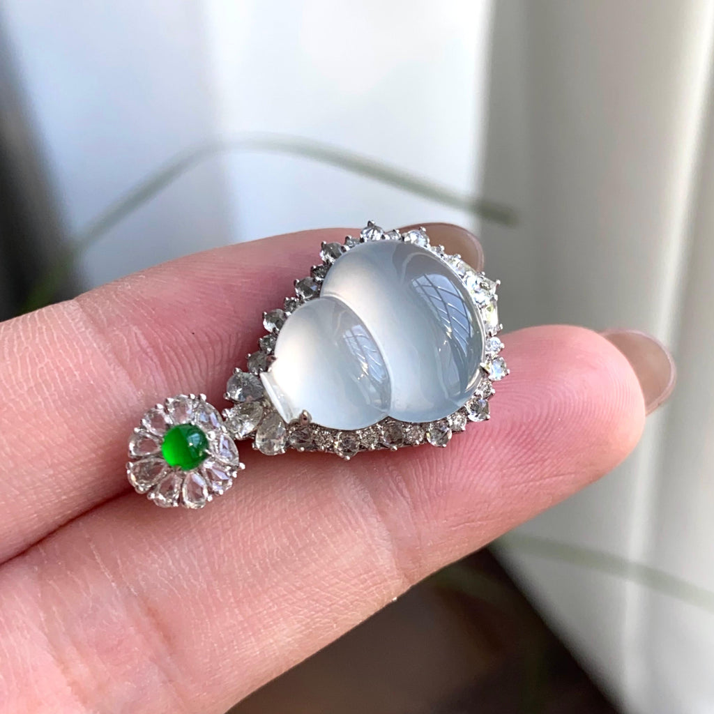 18k金钻镶冰种白月光葫芦吊坠（yc263880）