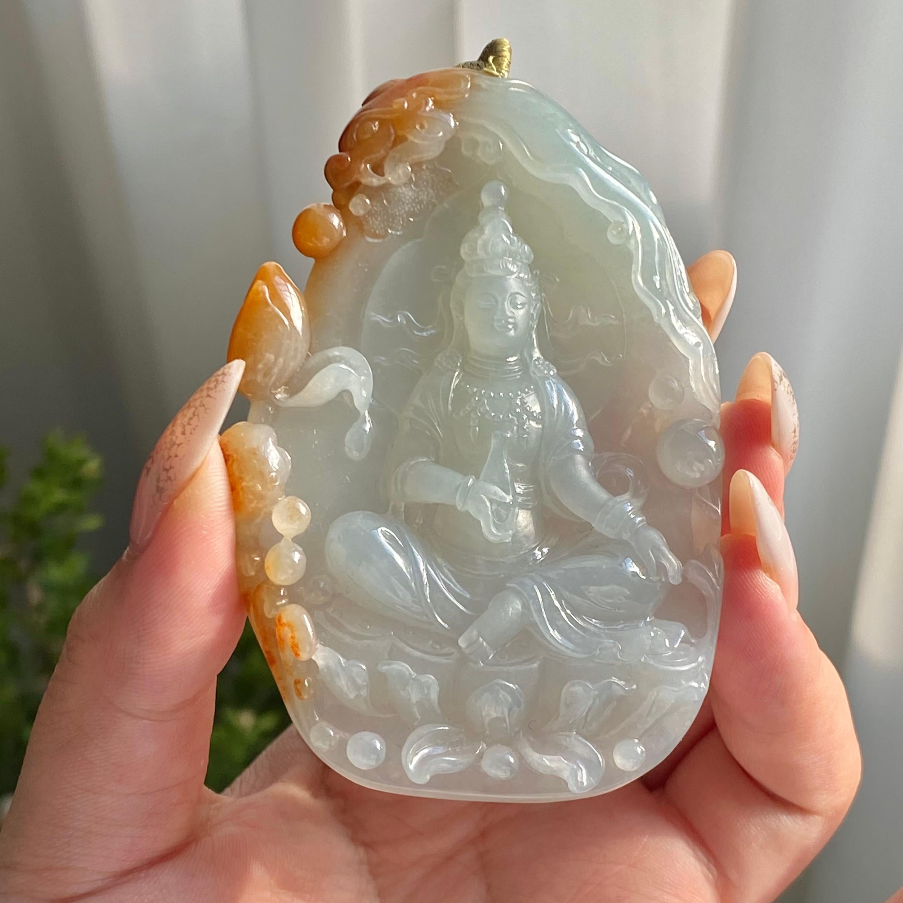 糯冰种双彩度母牌吊坠（yc214708）