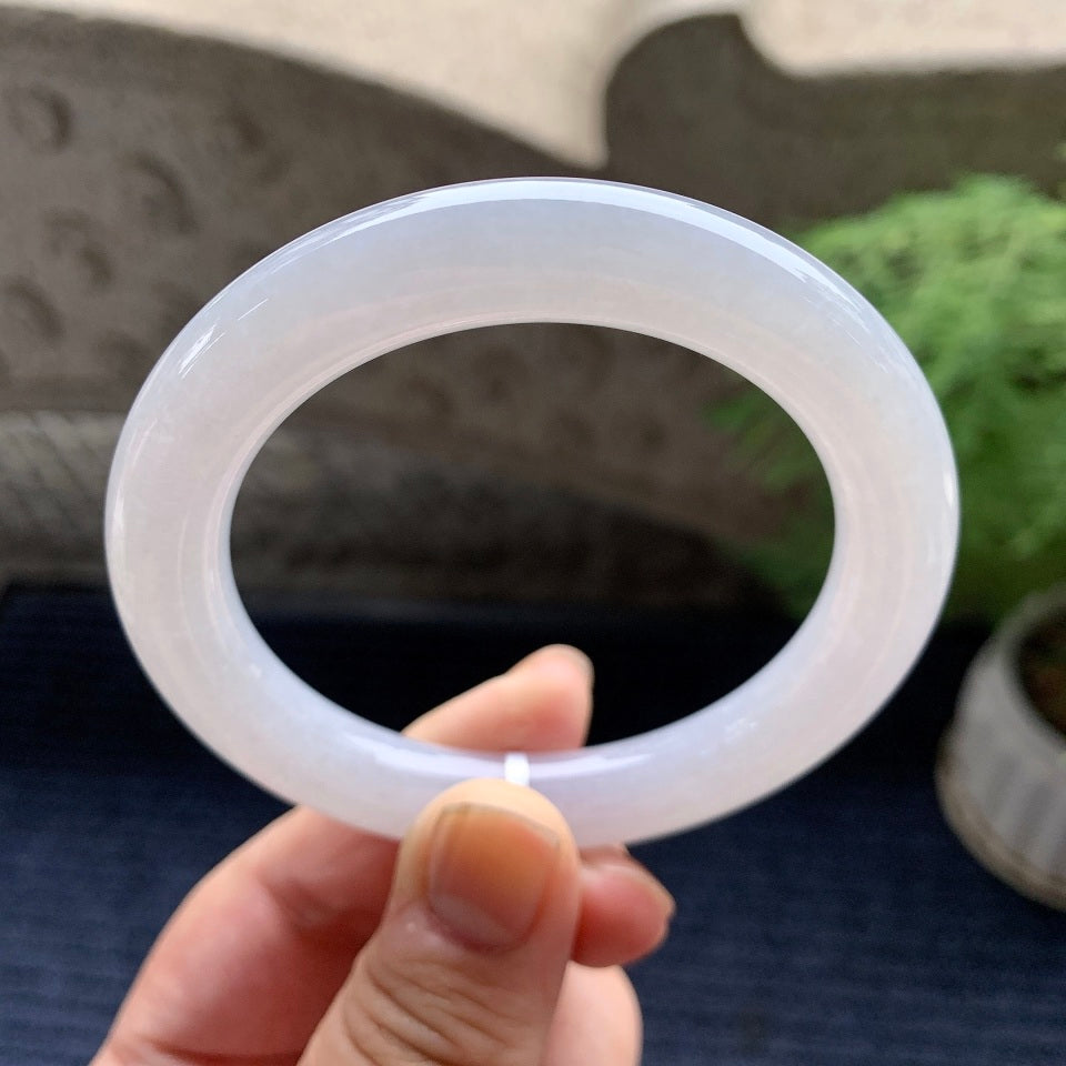 细糯种无色圆条手镯（55.6mm）（yc093436）