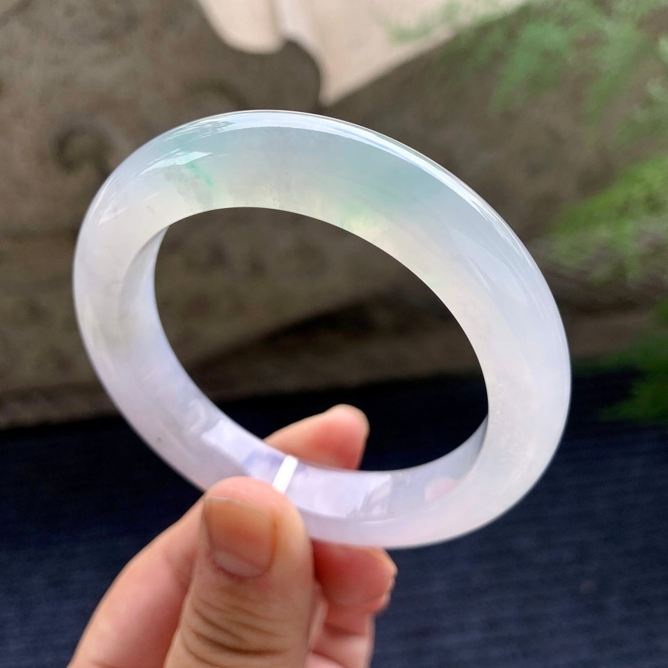 糯冰种淡春彩平安镯（55mm）（yc175880）