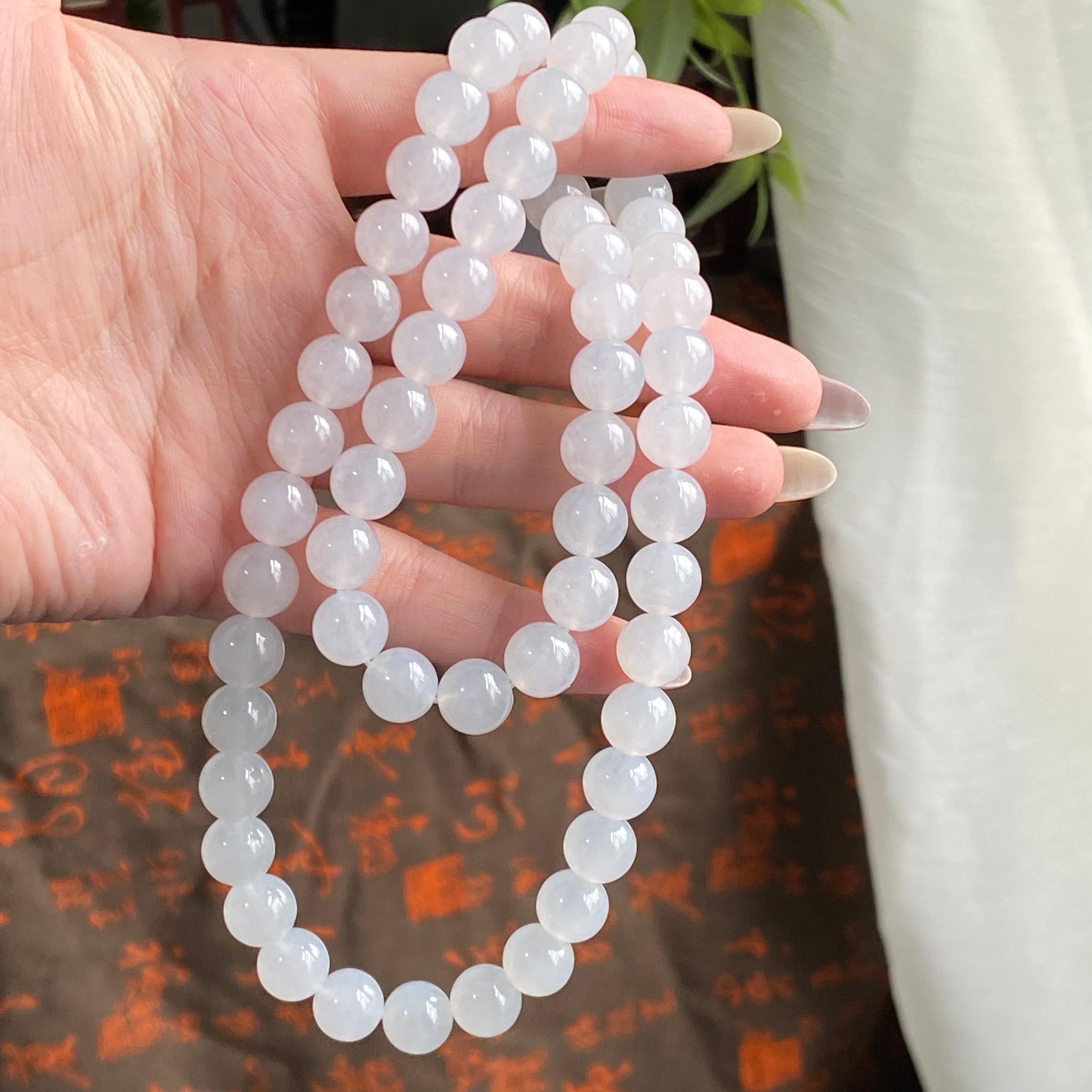 糯冰种白月光珠链（57颗）（yc194883）