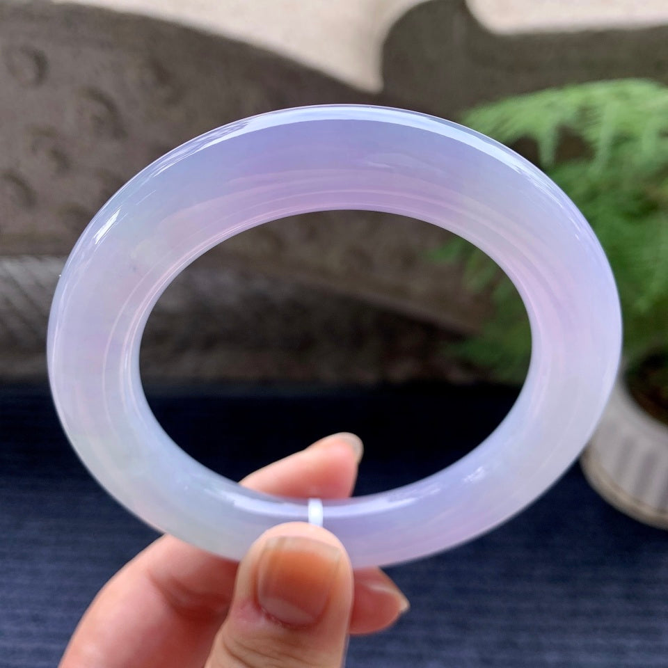 糯冰种紫罗兰圆条手镯（59mm）（yc096585）