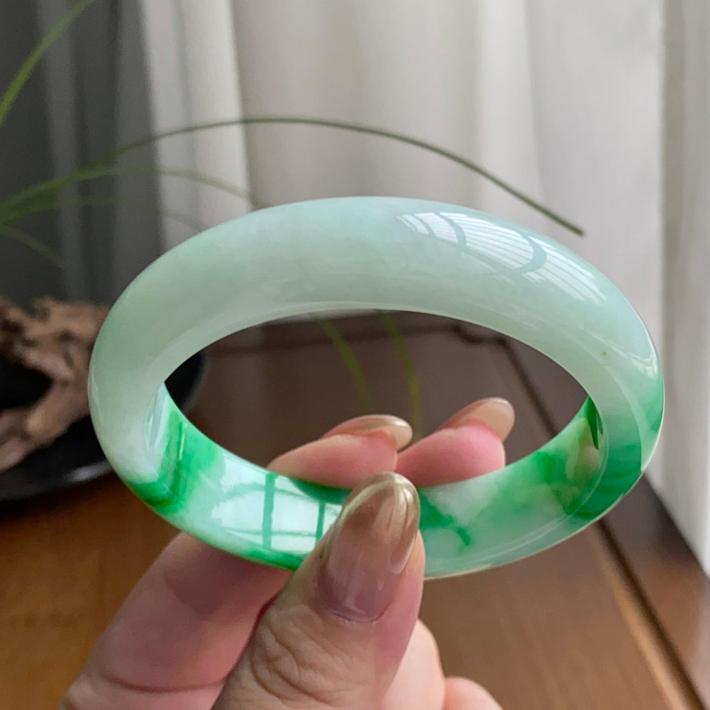 细糯种白底青平安镯（55圈）（yc259469）