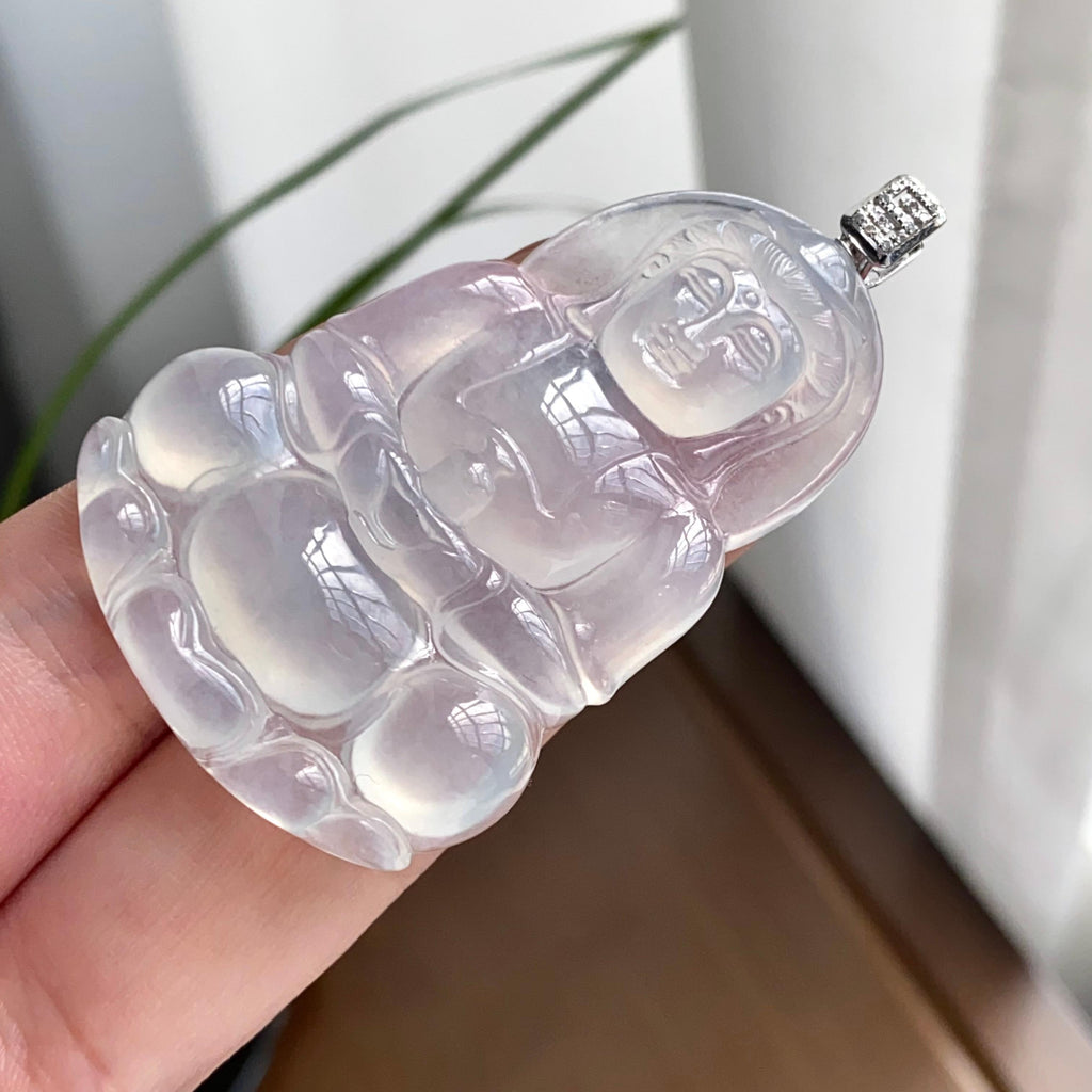 18k金钻镶冰种白月光观音吊坠（yc262753）