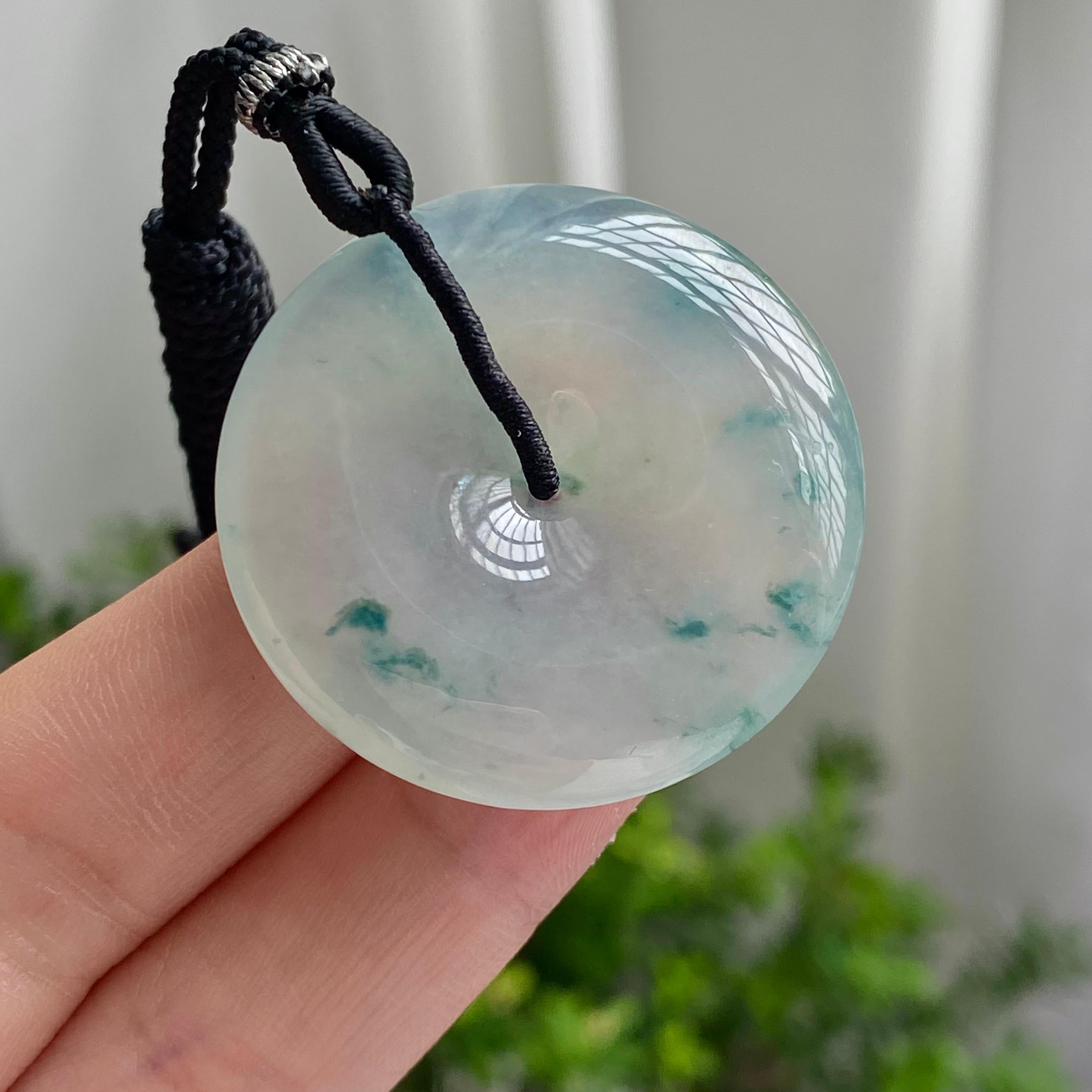 冰种飘花平安扣吊坠（yc201425）