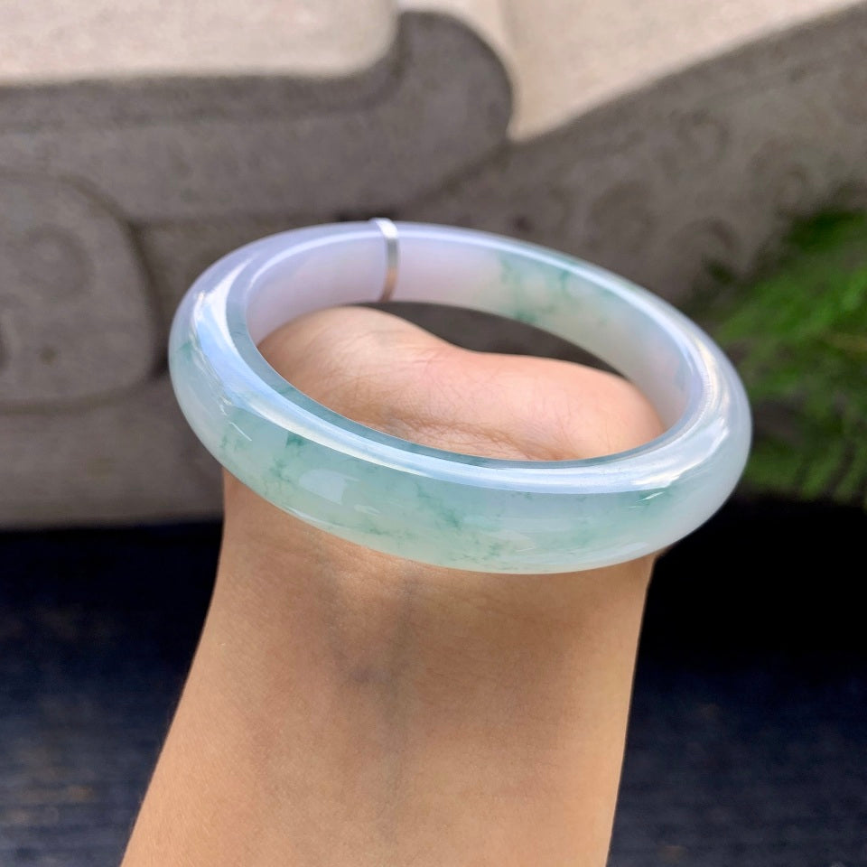 糯冰种飘花平安镯（56.6mm）（yc172416）