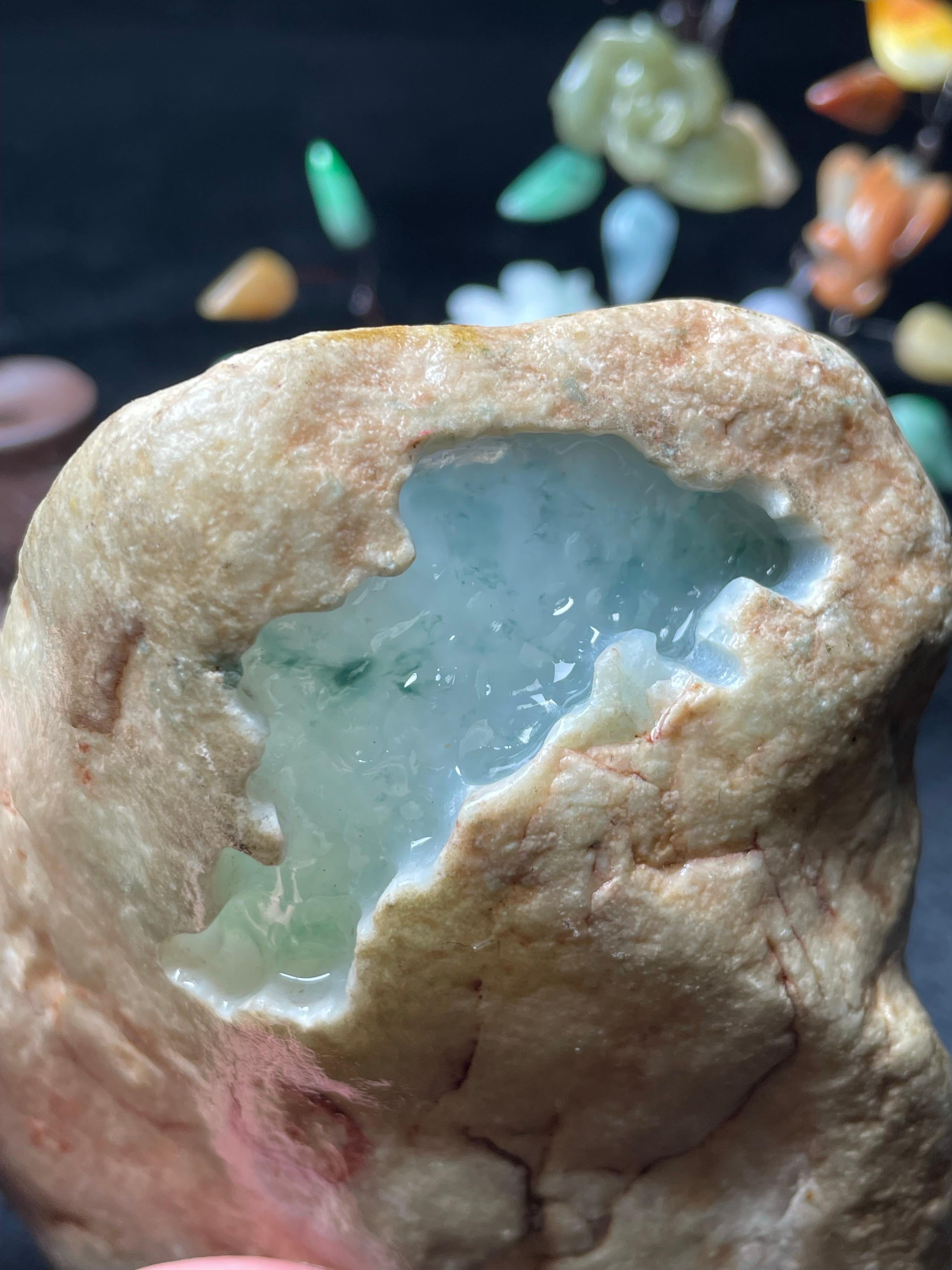 木那开窗冰胶飘花手镯料（yc536897）