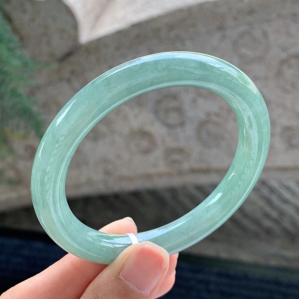 糯种 湖水绿圆条手镯 54.5圈 天然缅甸A货翡翠（yc699566）