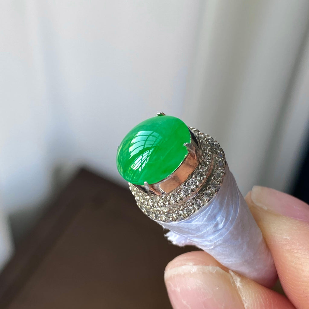 糯冰种满绿蛋面裸石（yc303915）