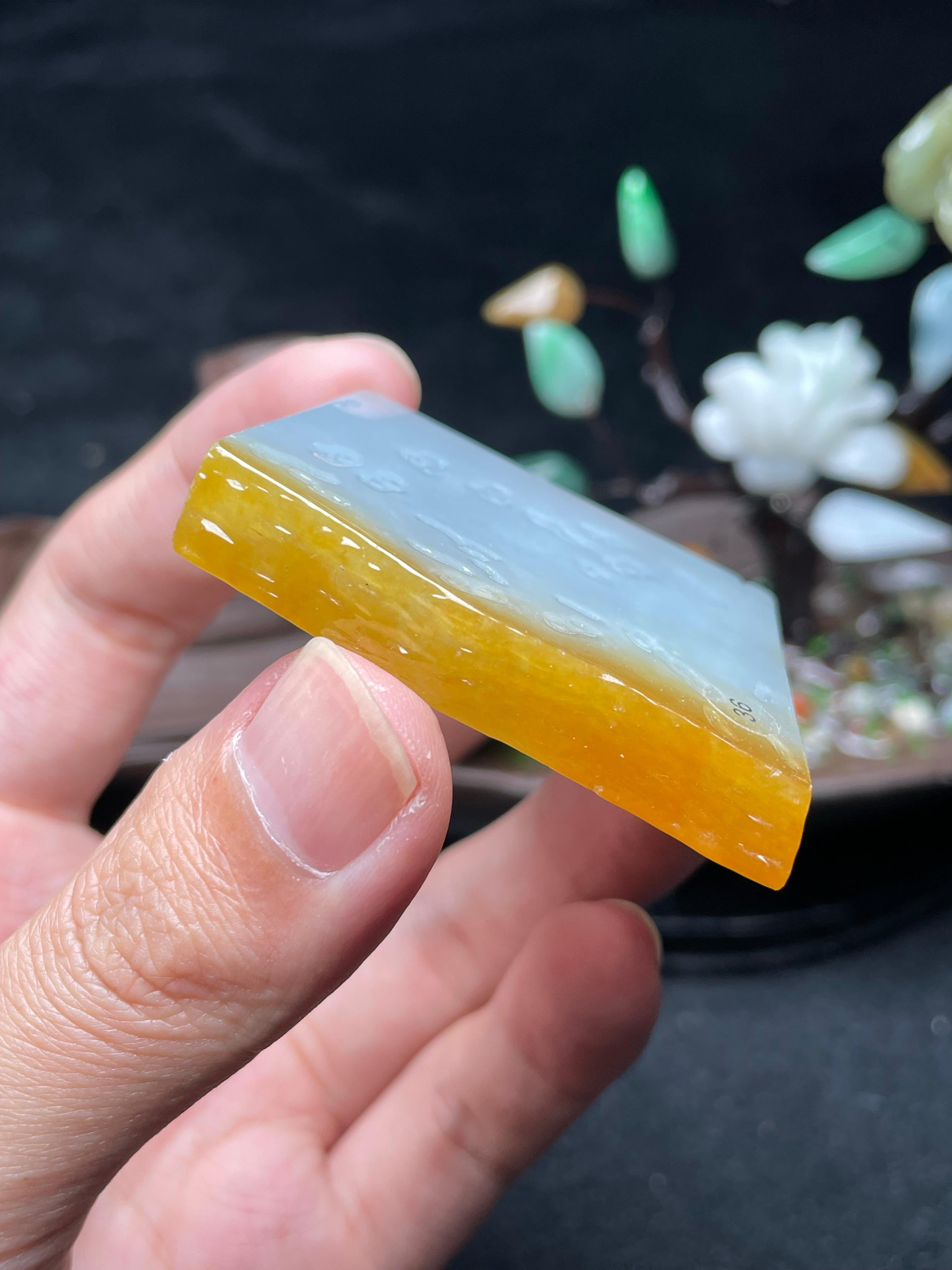 冰底黄翡方牌料（yc522701）