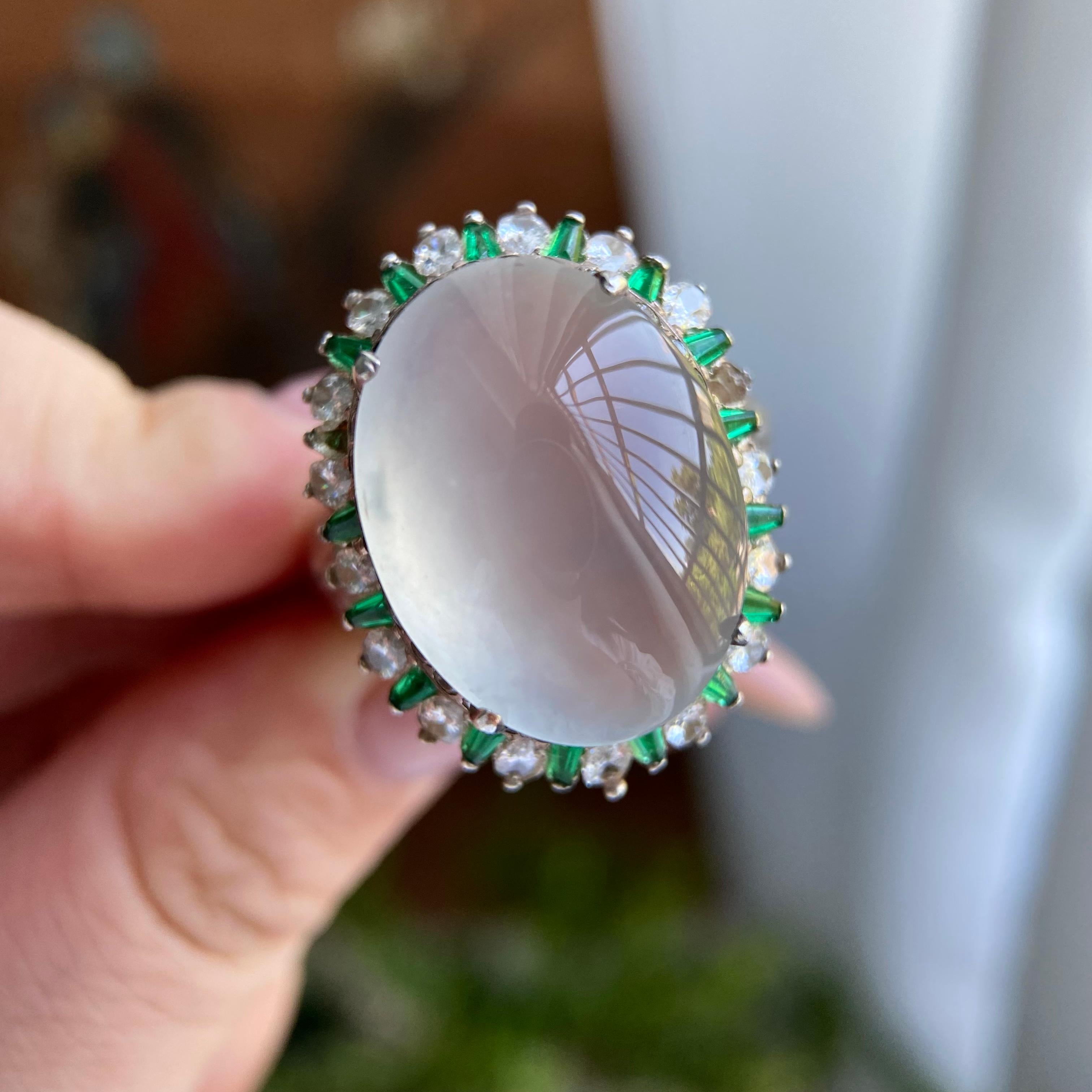 高冰种白月光鸽子蛋戒面裸石（yc234308）