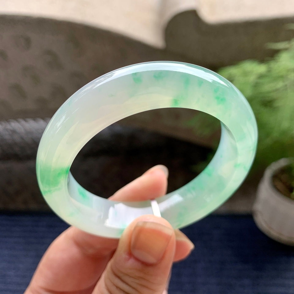 糯冰种飘花平安镯（51.2mm）（yc096244）