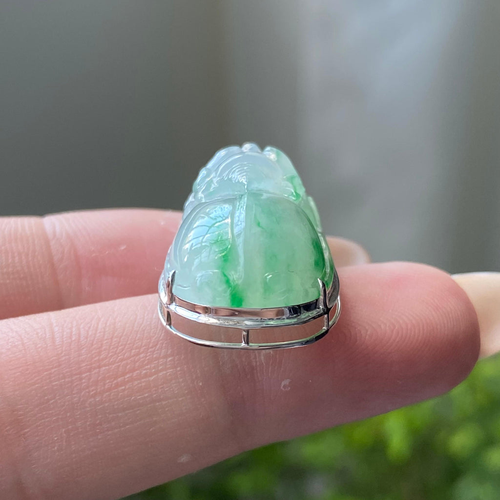 18k金钻镶冰种飘花貔貅吊坠（yc204842）