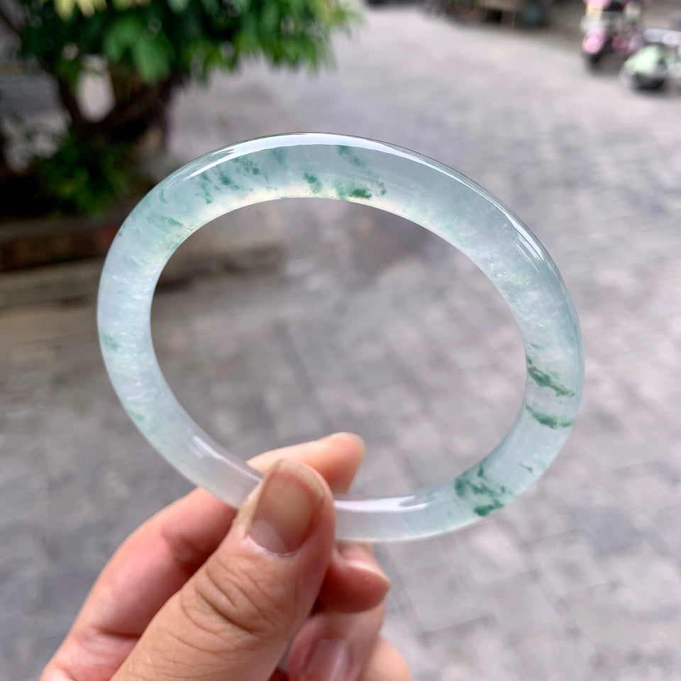 冰种飘花圆条手镯（63.3mm）（yc113972）