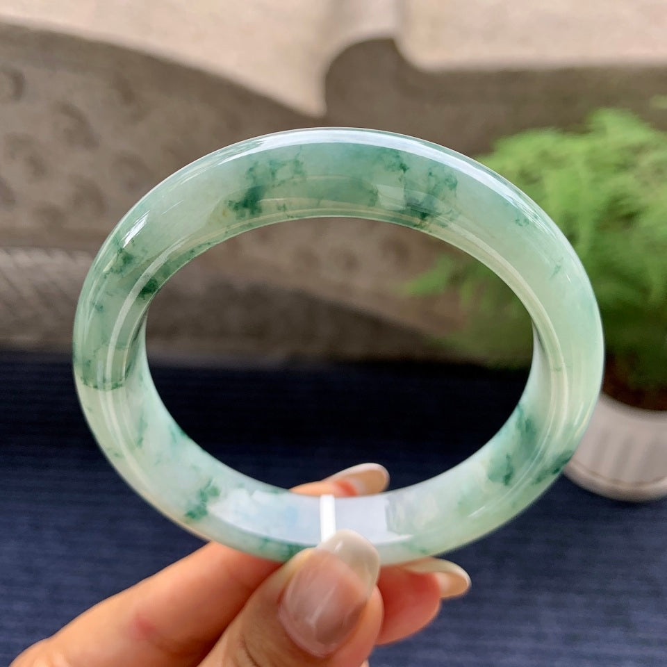 糯冰种飘花平安镯（57.6mm）（yc081145）