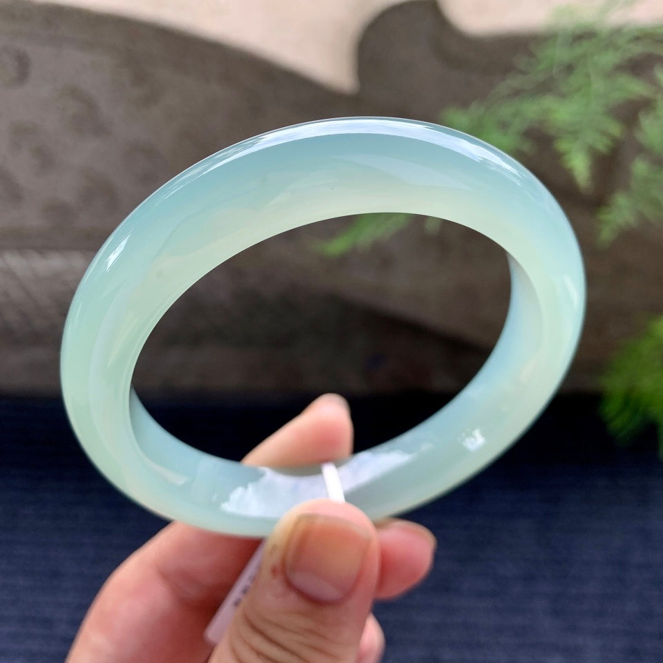 糯冰种蓝晴水平安镯（57.8mm）（yc169984）