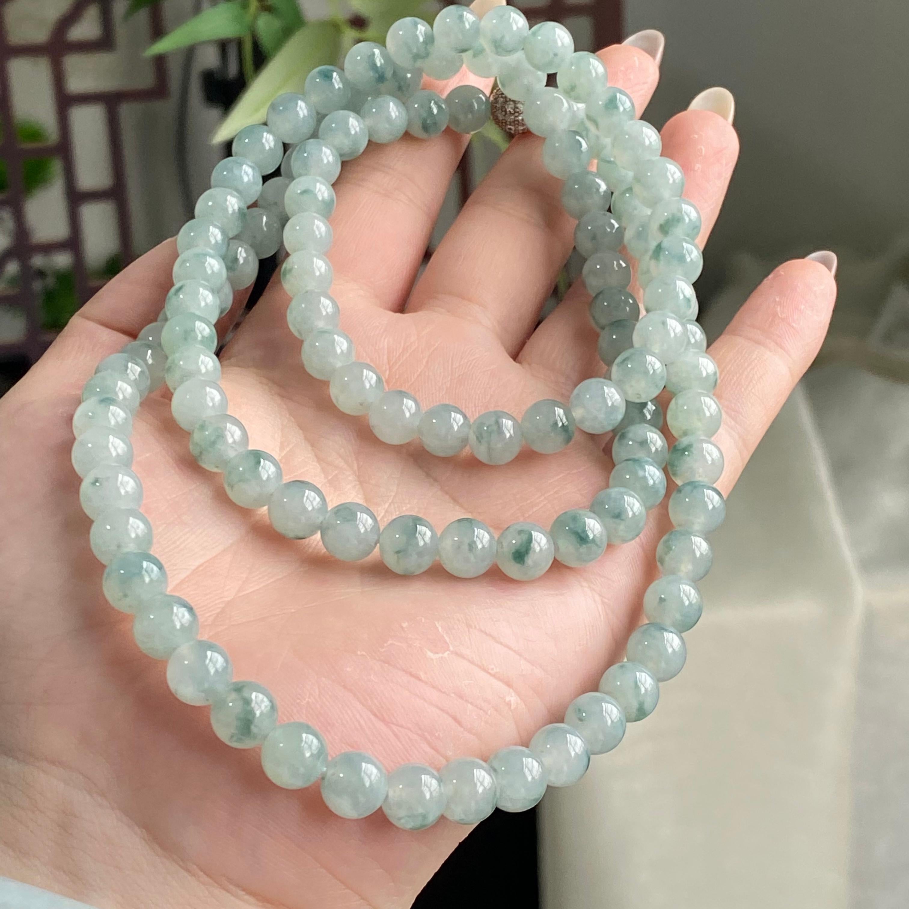 糯冰种飘花珠链（108颗）（yc196863）