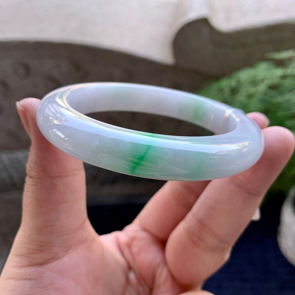 细糯种飘绿平安镯（57.7mm）（yc098531）