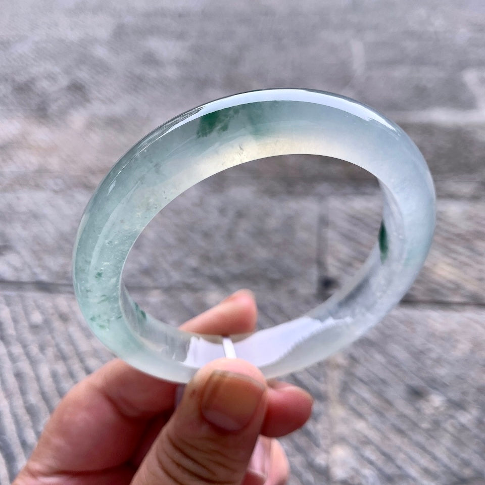 高冰种飘花平安镯（57.6mm）（yc167754）