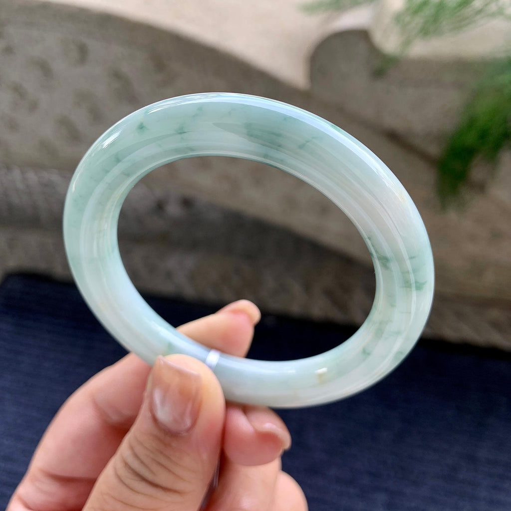 细糯种飘蓝花圆条手镯 52.3圈口（yc707423）
