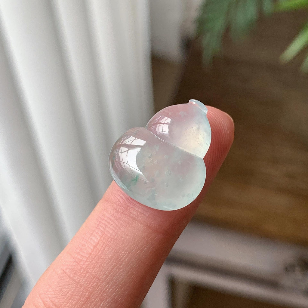 冰种 飘绿雪花棉葫芦吊坠 天然缅甸A货翡翠（yc703363）