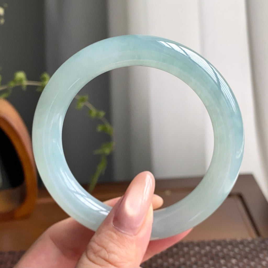 冰种蓝底圆条手镯（56圈）（yc247433）