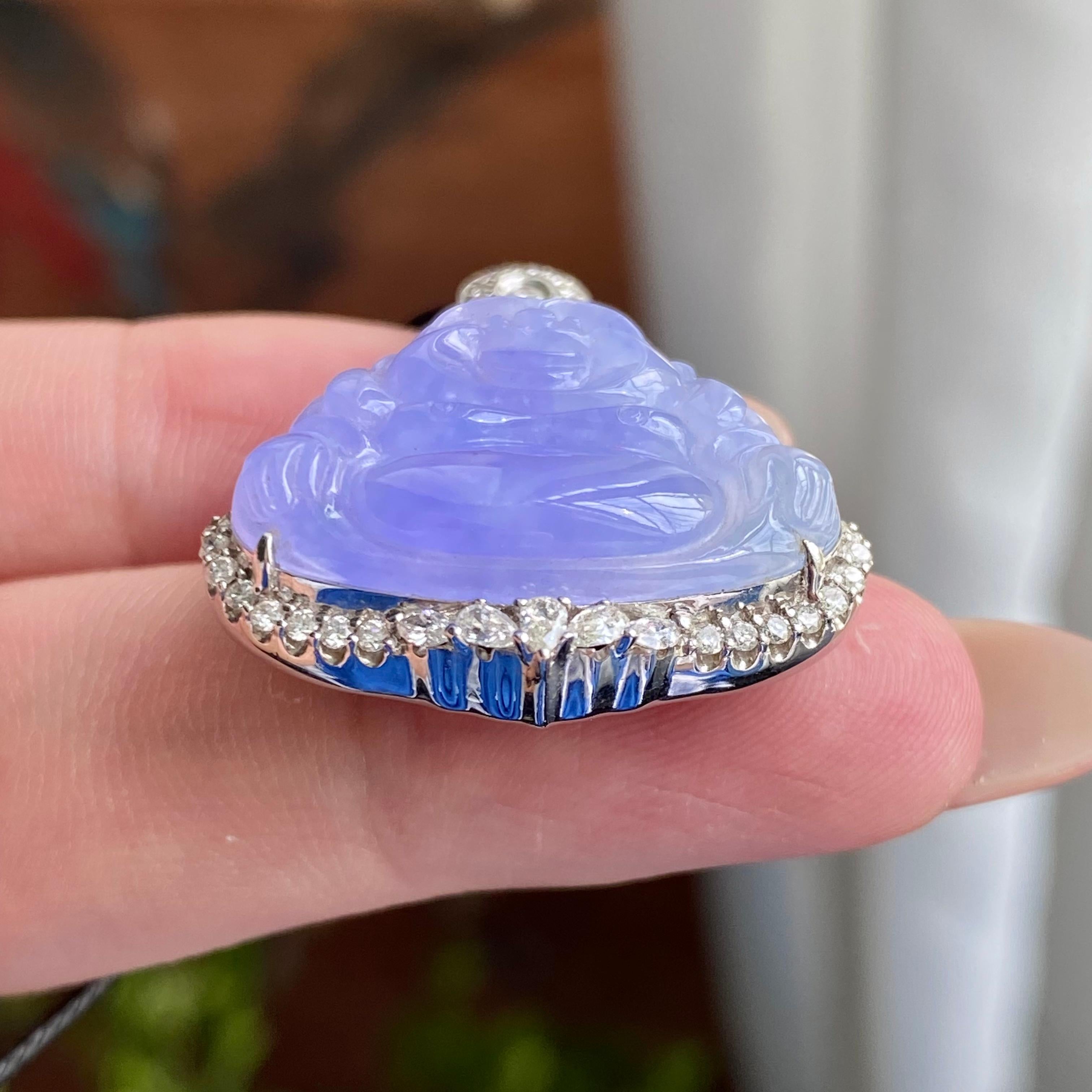 18k金钻镶冰种紫罗兰佛公吊坠（yc235114）