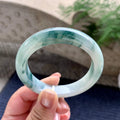 细糯种飘蓝花正圈平安镯 55.7圈口 天然缅甸A货翡翠（yc701212）