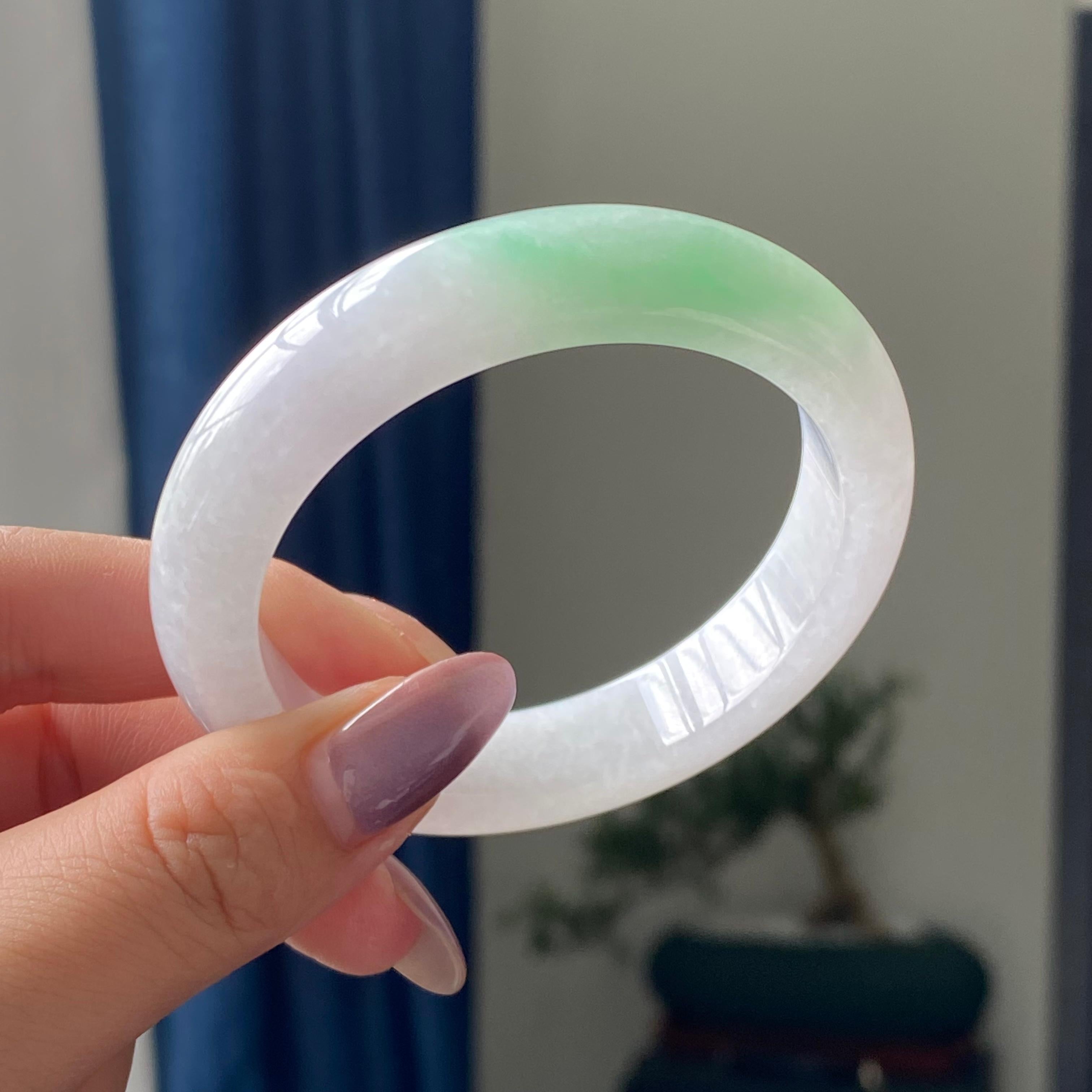 细糯种白底青平安镯手镯（53圈）（yc195669）