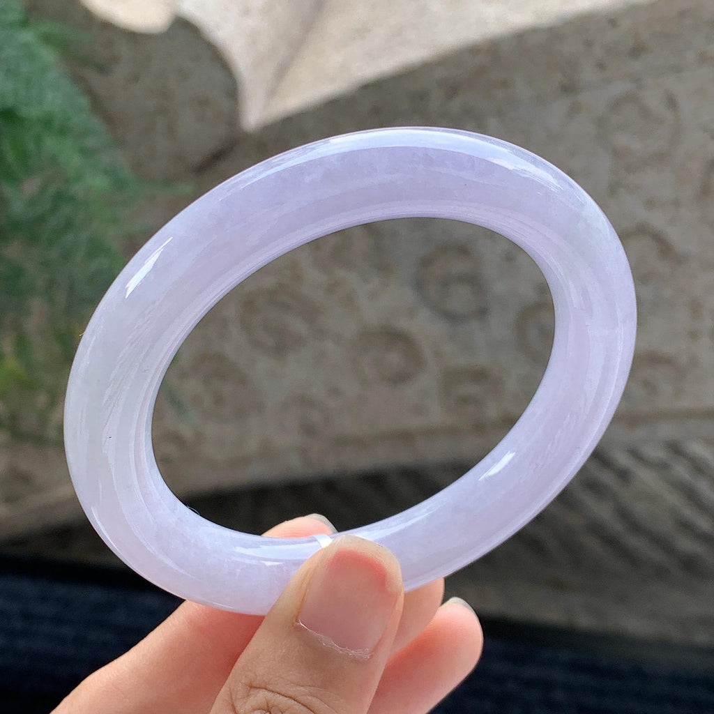细糯种 紫罗兰圆条手镯 56圈 天然缅甸A货翡翠（yc699555）