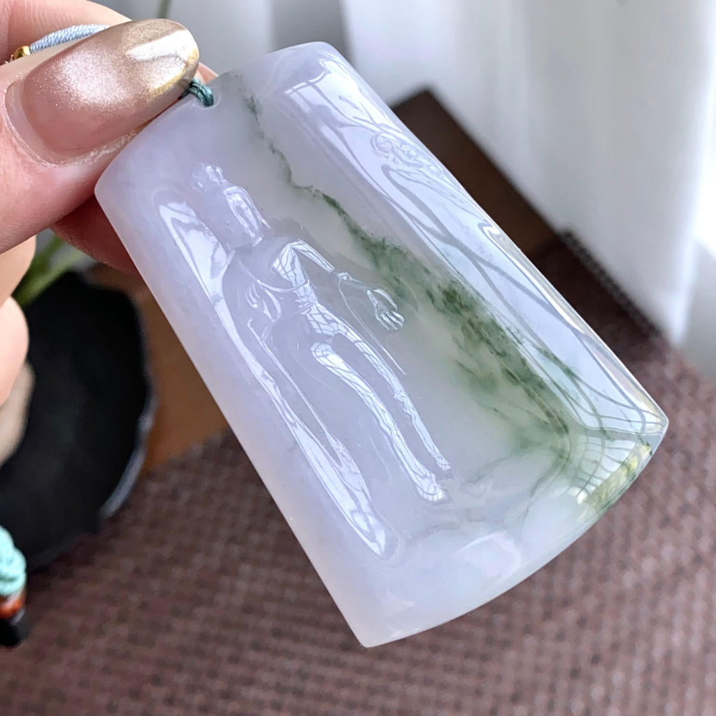 糯冰种飘花度母牌吊坠（yc265641）