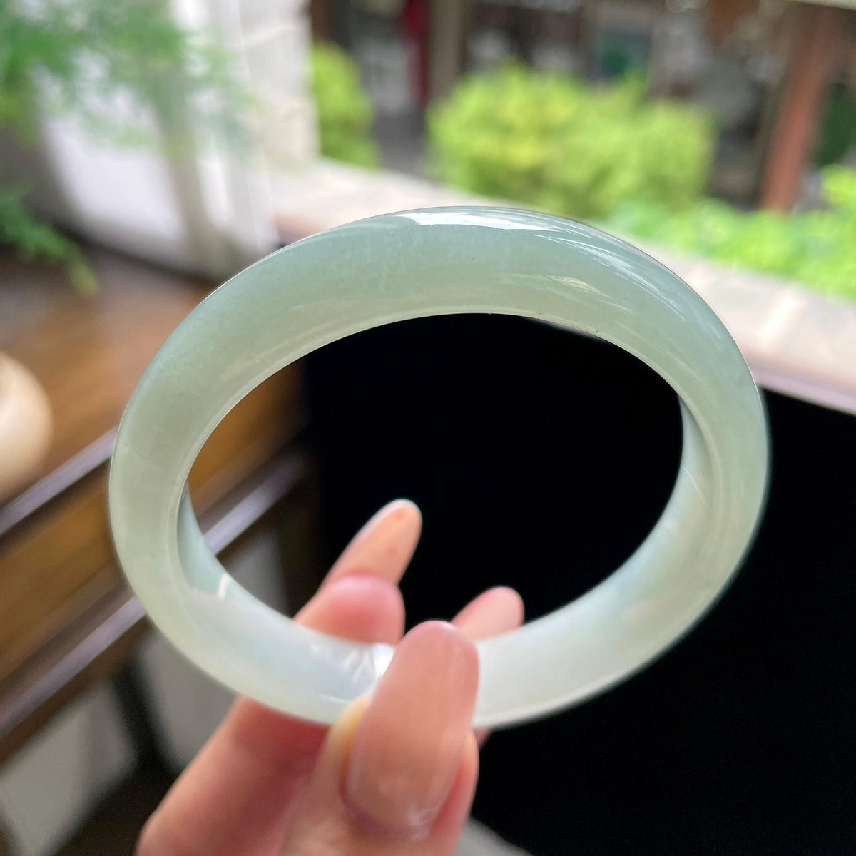 细糯种油青色湖水绿正圈平安镯 56.3圈（yc709457）