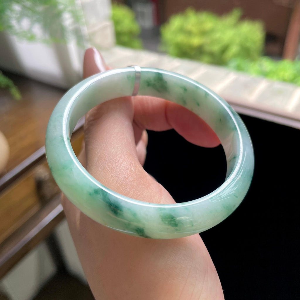 秒杀 细糯种绿飘花正圈平安镯 54圈（yc709455）