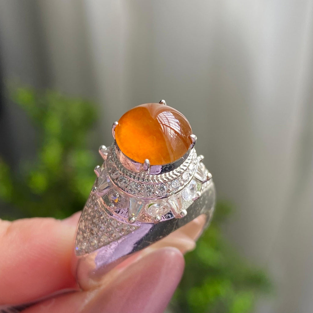 高冰种黄翡蛋面裸石（yc199663）