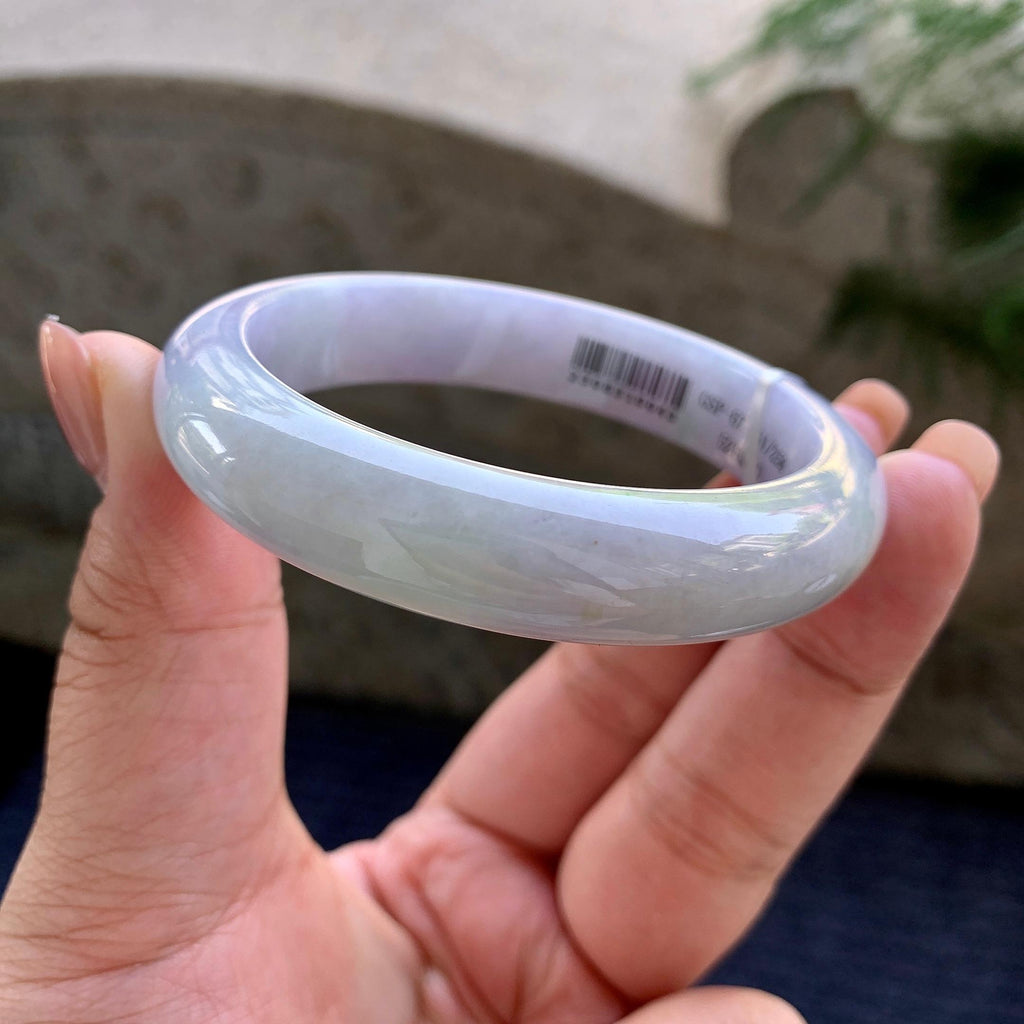 细糯种紫罗兰正圈平安镯 55圈口 天然缅甸A货翡翠（yc502571）